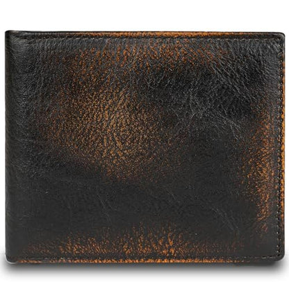 DK86 Leather Bifold Wallet: Hand Burnished Full Grain – Front View