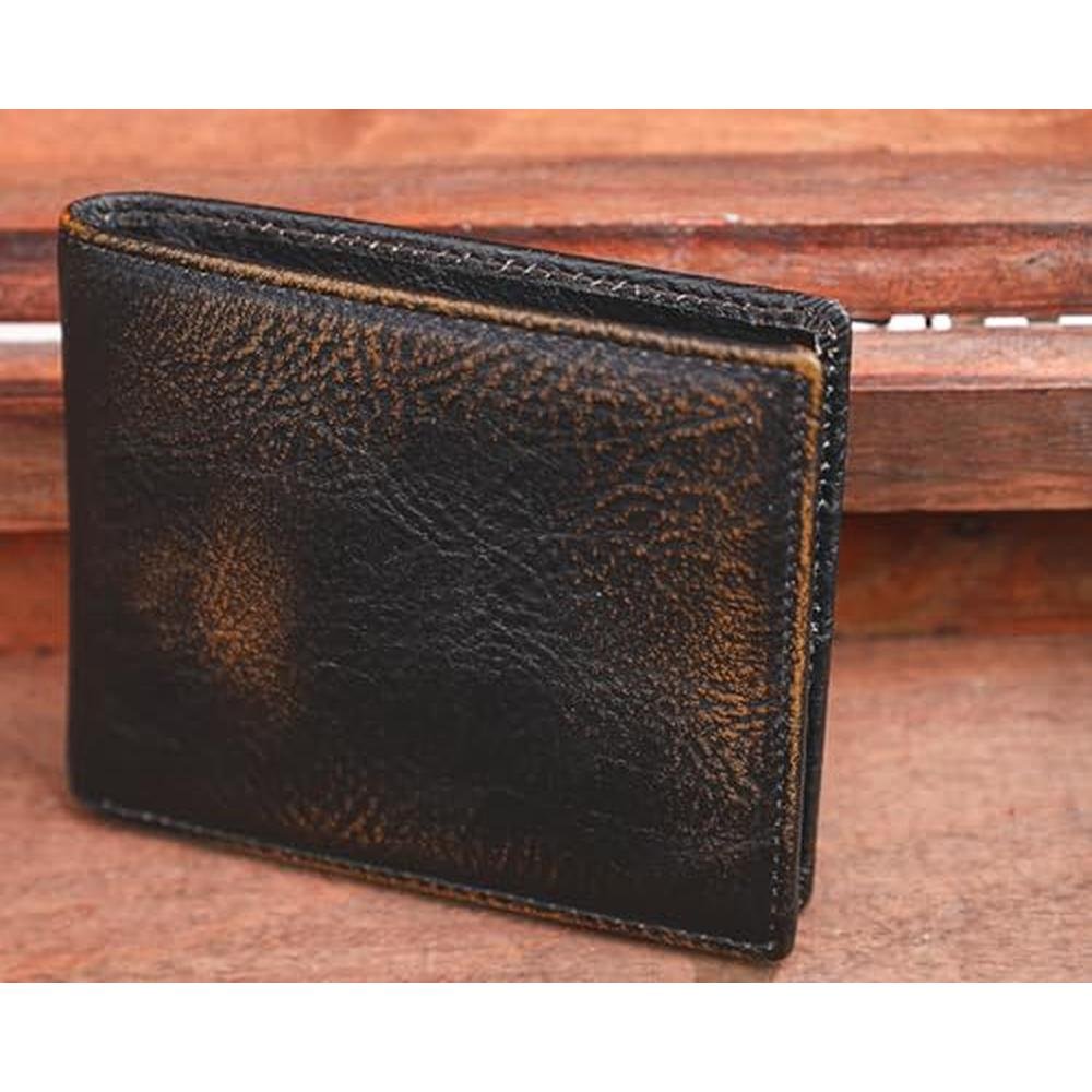 DK86 Leather Bifold Wallet: Hand Burnished Full Grain – Side View
