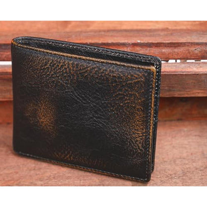 DK86 Leather Bifold Wallet: Hand Burnished Full Grain – Side View