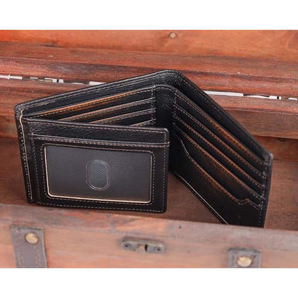 DK86 Leather Bifold Wallet: Hand Burnished Full Grain – Close-up Detail
