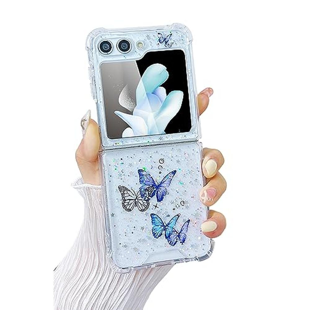 Galaxy Flip 5 Case: MUNDULEA Clear Butterfly Purple – Front View