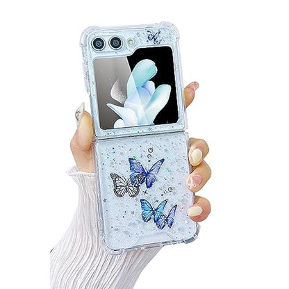 Galaxy Flip 5 Case: MUNDULEA Clear Butterfly Purple – Front View