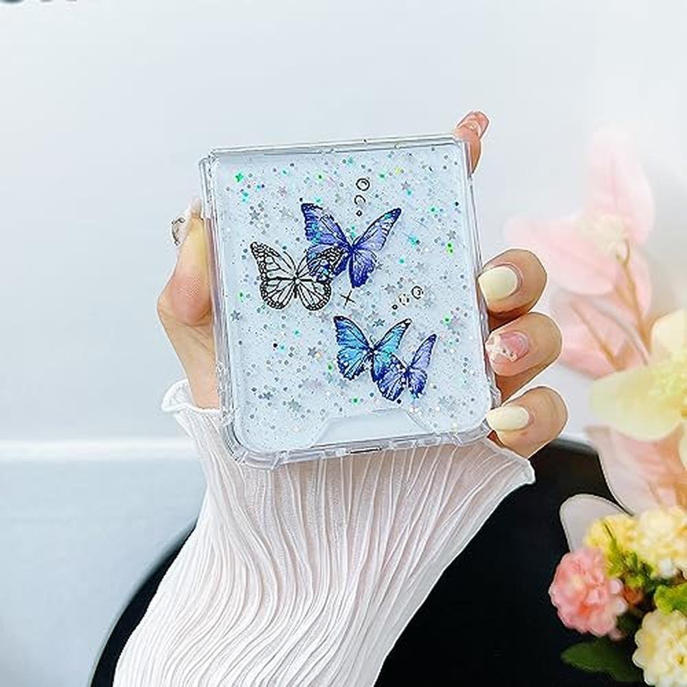 Galaxy Flip 5 Case: MUNDULEA Clear Butterfly Purple – Side View