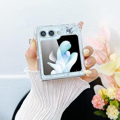 Galaxy Flip 5 Case: MUNDULEA Clear Butterfly Purple – Close-up Detail
