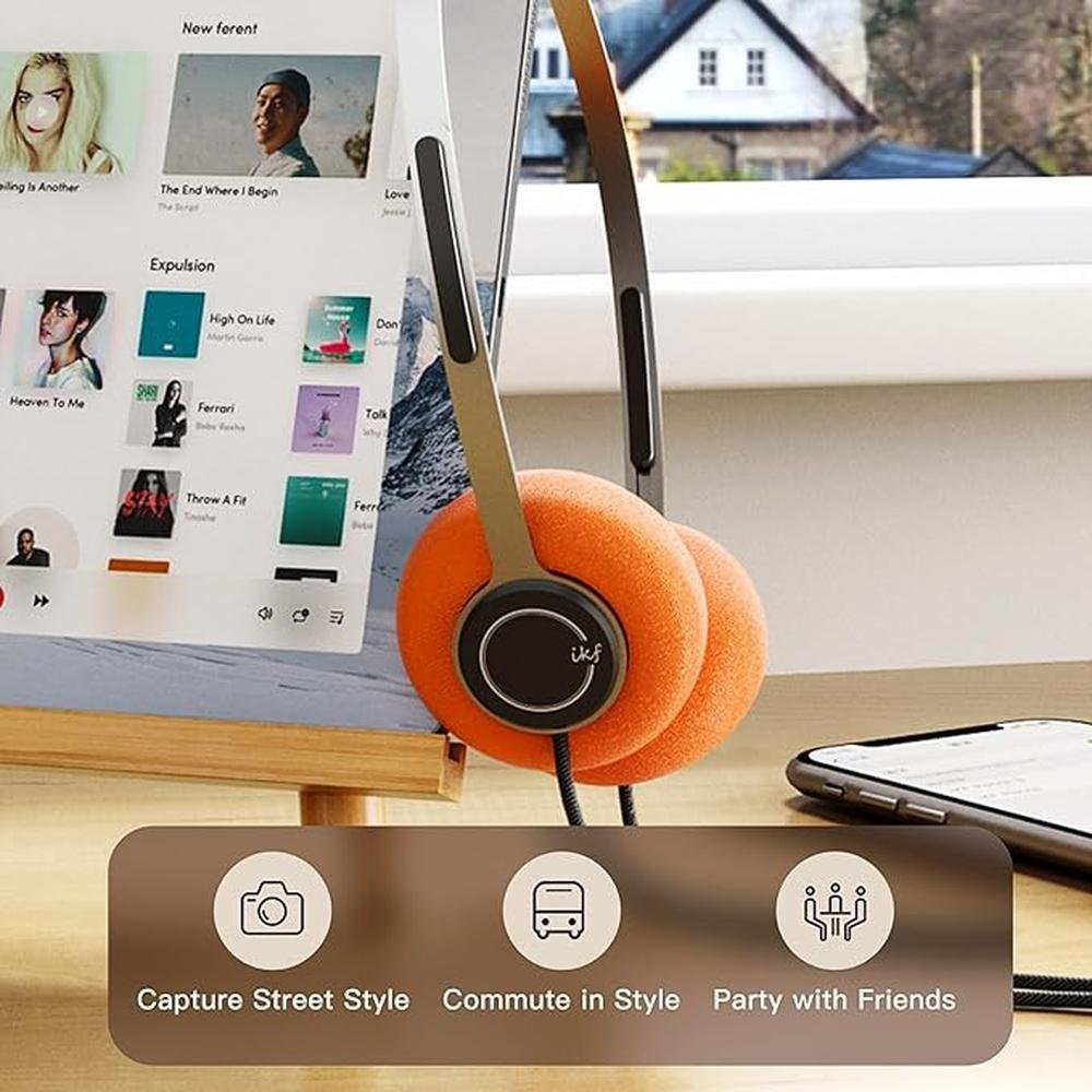 Y3 Wired Headphones: Retro Classic Headset – In Use
