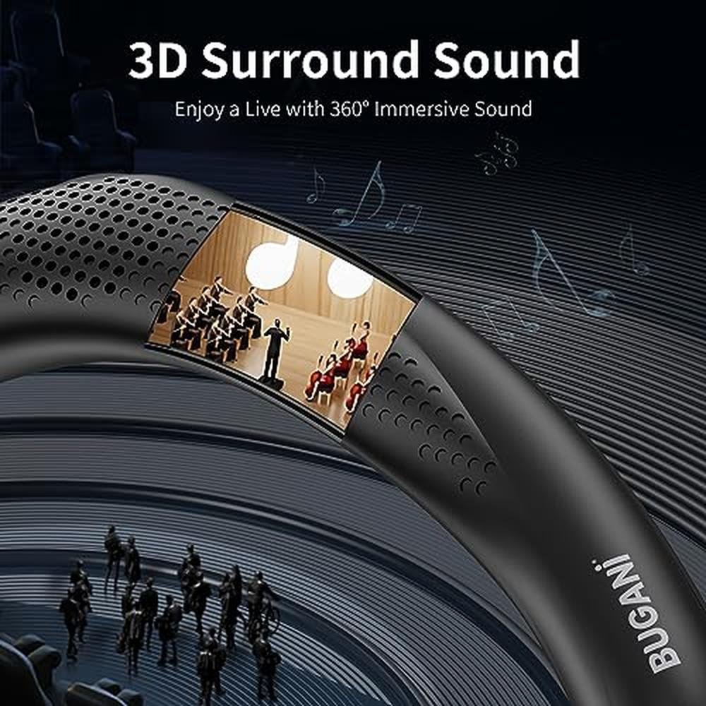 Speaker Neckband: BUGANI Wireless Neck Bluetooth Speaker – Close-up Detail