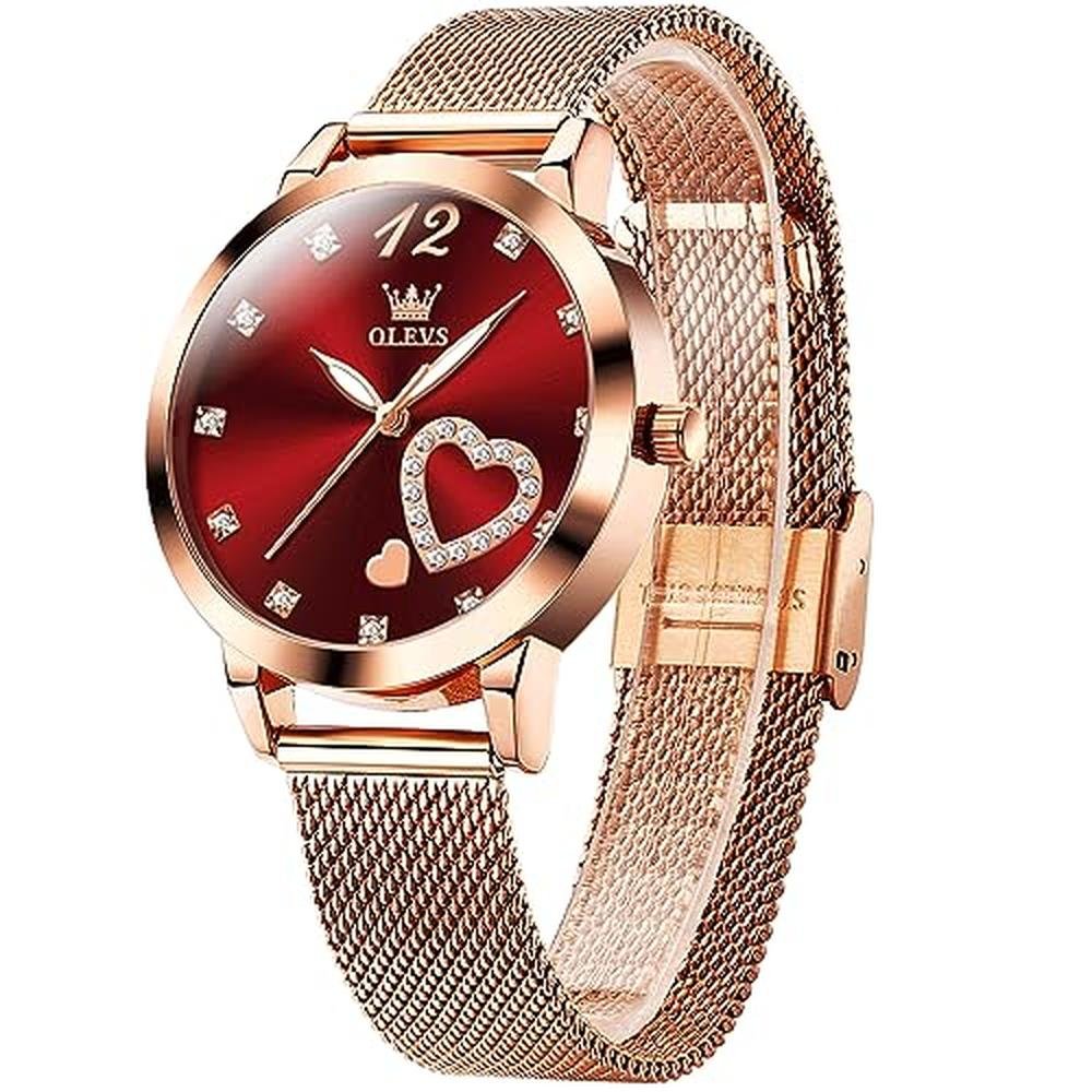 Women's Rose Gold Watch: Olevs – Front View