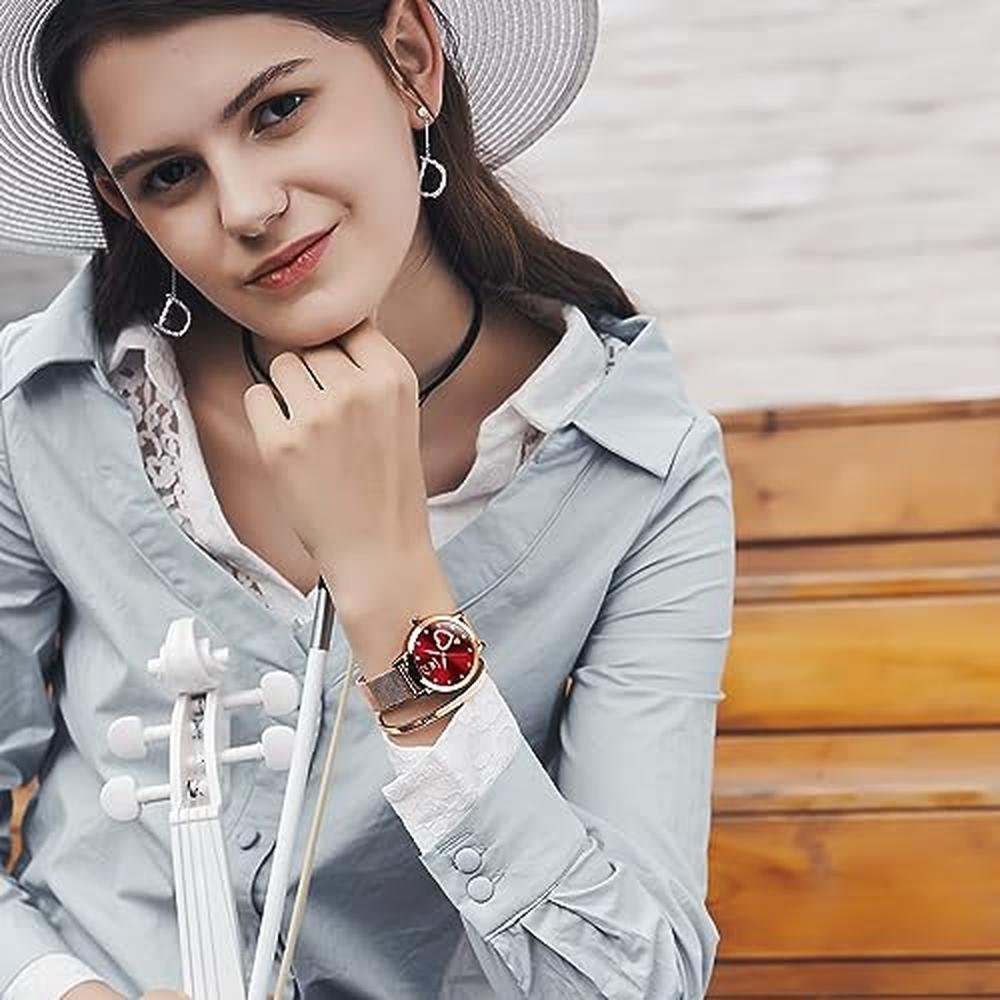 Women's Rose Gold Watch: Olevs – Close-up Detail