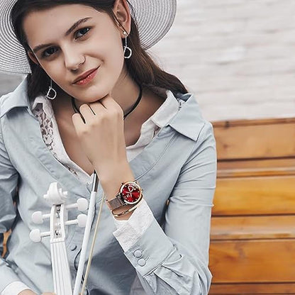 Women's Rose Gold Watch: Olevs – Close-up Detail