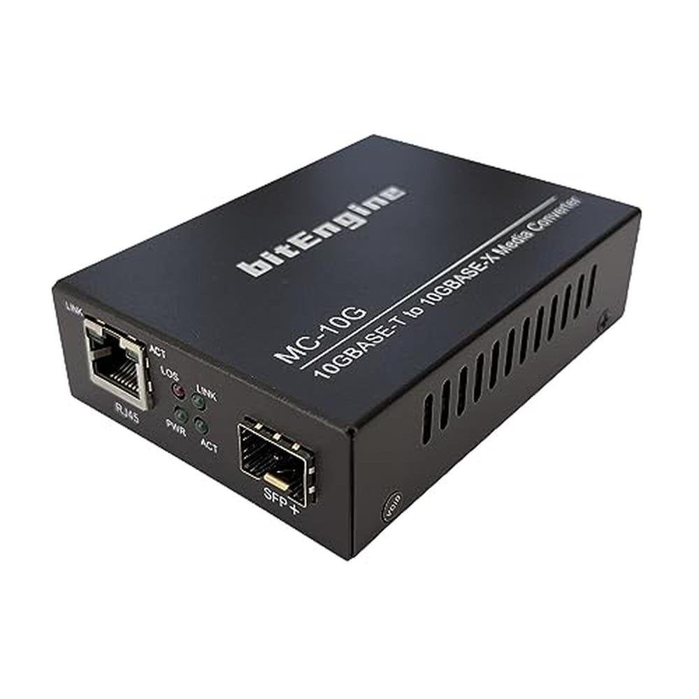 10G Media Converter: BitEngine 10GBase-T to 10GBase-X – Front View