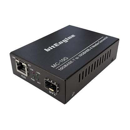 10G Media Converter: BitEngine 10GBase-T to 10GBase-X – Front View