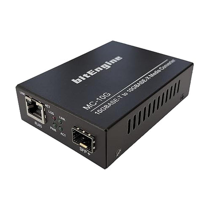 10G Media Converter: BitEngine 10GBase-T to 10GBase-X – Front View
