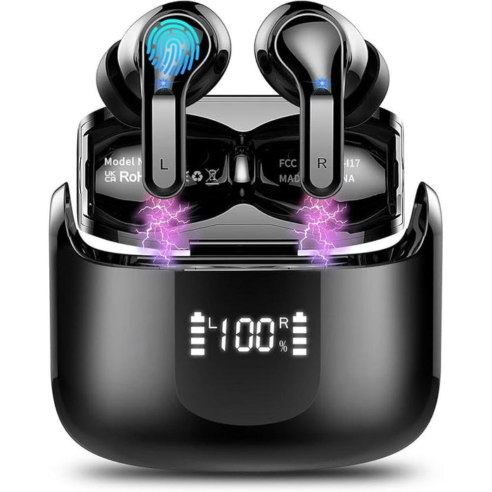 Wireless Earbud: Bluetooth Headphones 5.3 NEW 40H Ear Buds – Front View