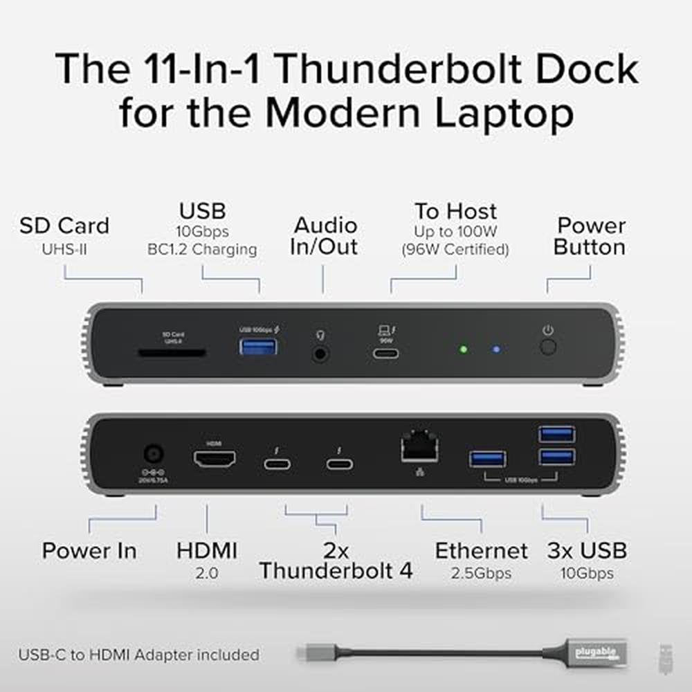 Thunderbolt Plugable: Plugable Thunderbolt 4 Dock TBT4-UDX1 – Side View