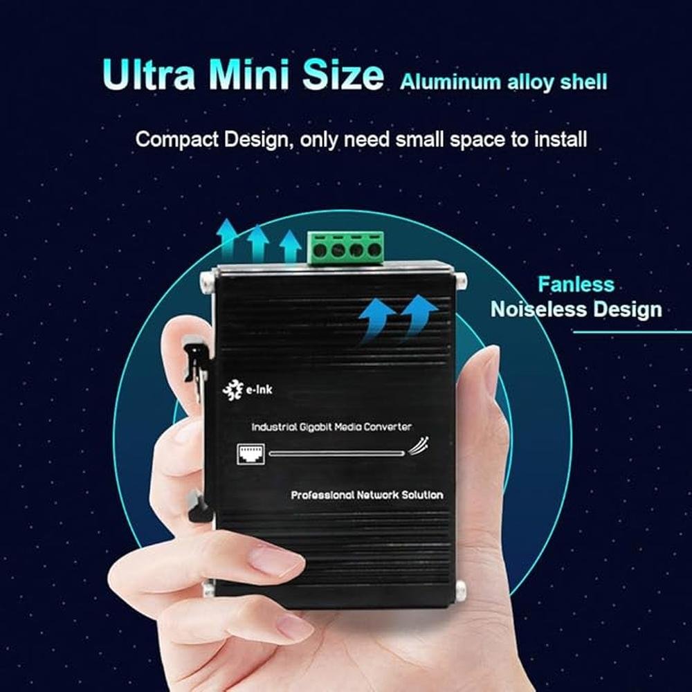 Mini Industrial Gigabit Media Converter – Close-up Detail