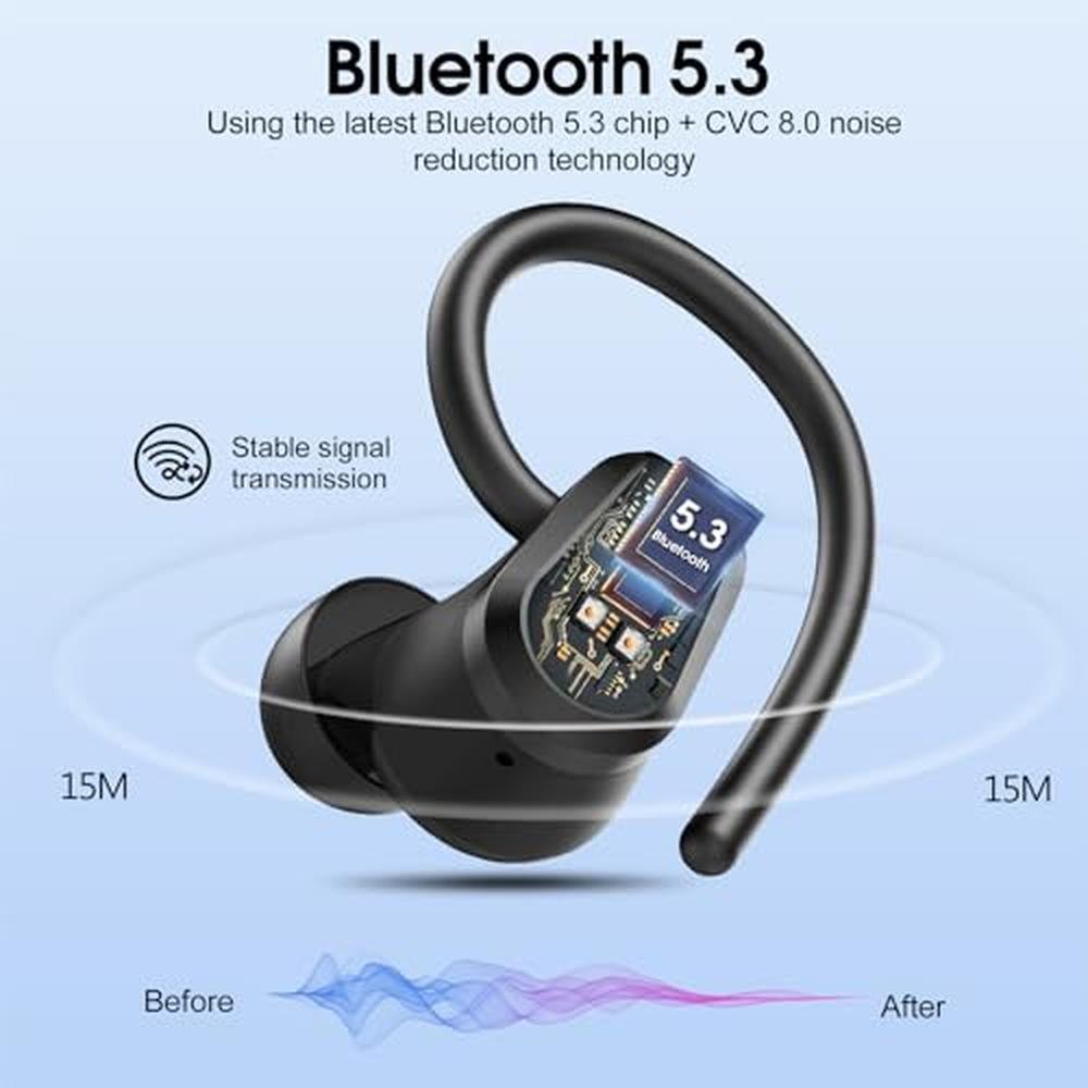 Wireless Earbuds Headphones: 2023 Bluetooth 5.3 Sport – Side View