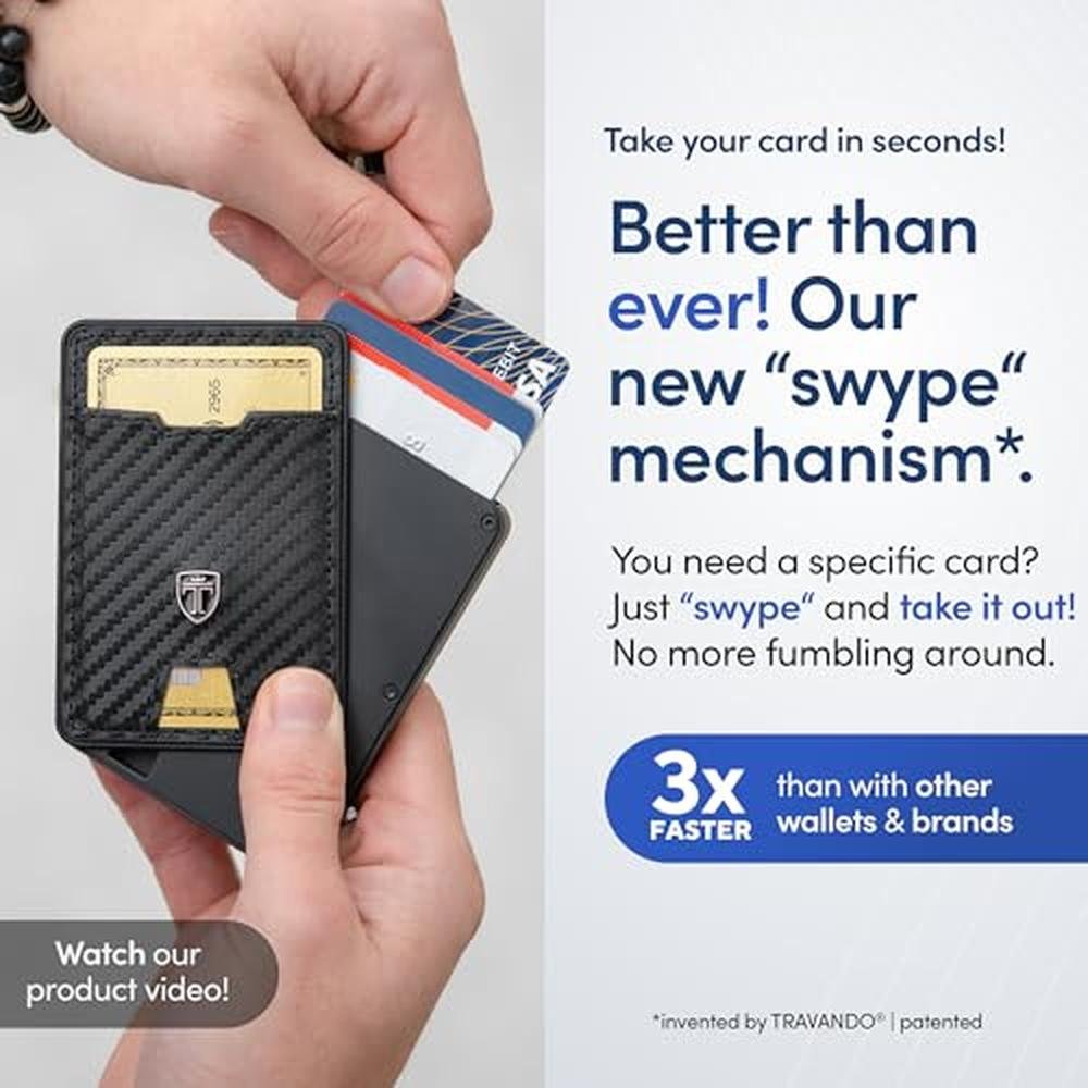 Travando Wallet: TRAVANDO Swype Slim Metal RFID Blocking – Close-up Detail