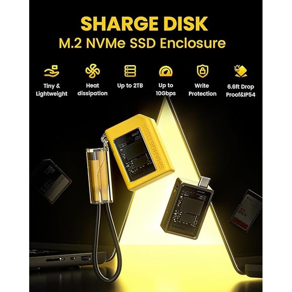 NVMe Enclosure: Sharge M.2 NVMe SSD Enclosure with Active – Close-up Detail