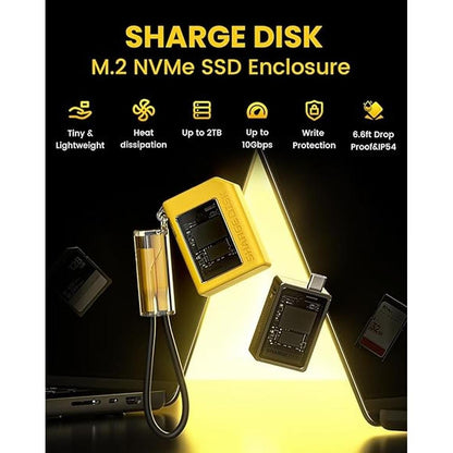 NVMe Enclosure: Sharge M.2 NVMe SSD Enclosure with Active – Close-up Detail