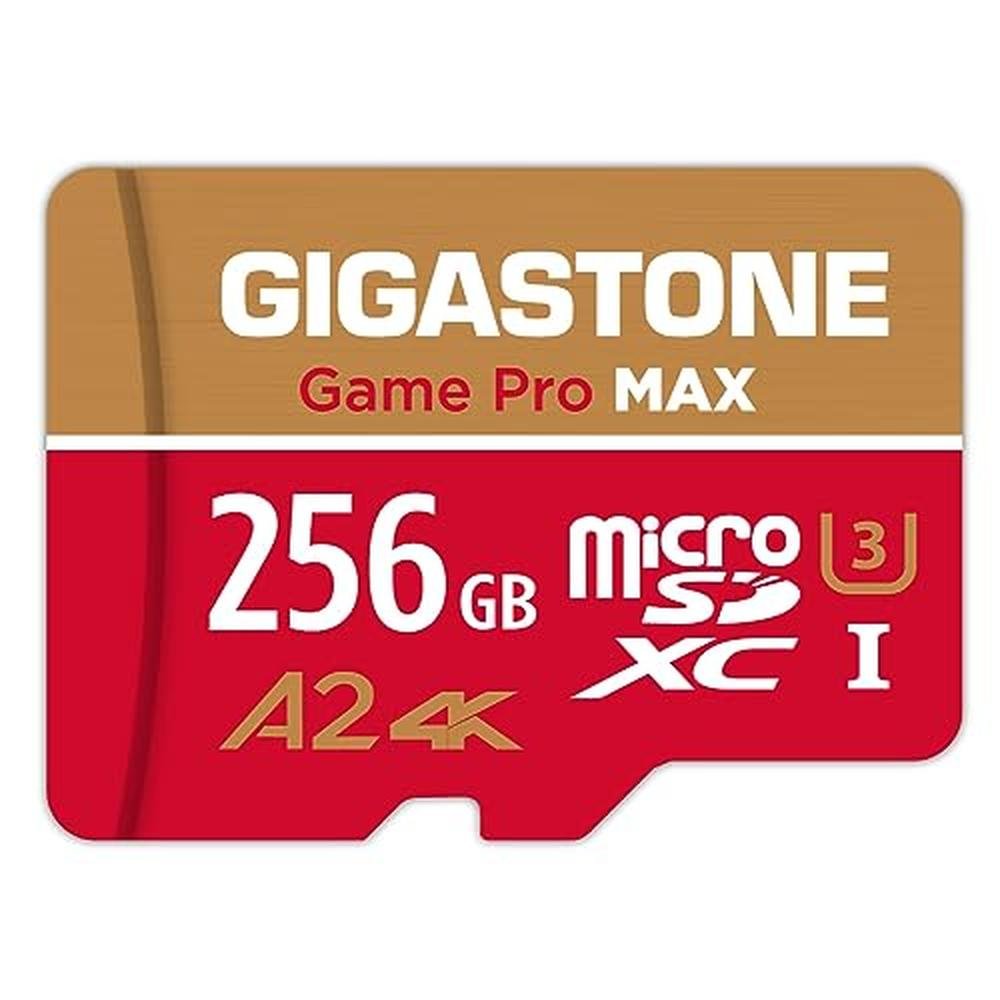 Micro SD Card: GIGASTONE 256GB 4K Game Pro Max A2 V30 – Front View