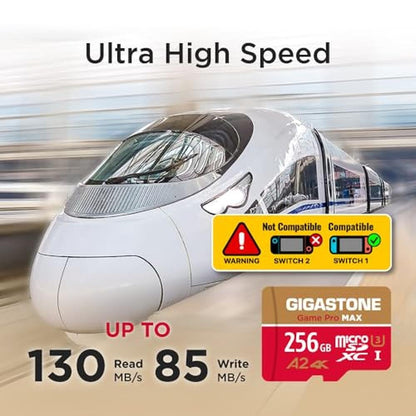 Micro SD Card: GIGASTONE 256GB 4K Game Pro Max A2 V30 – Close-up Detail