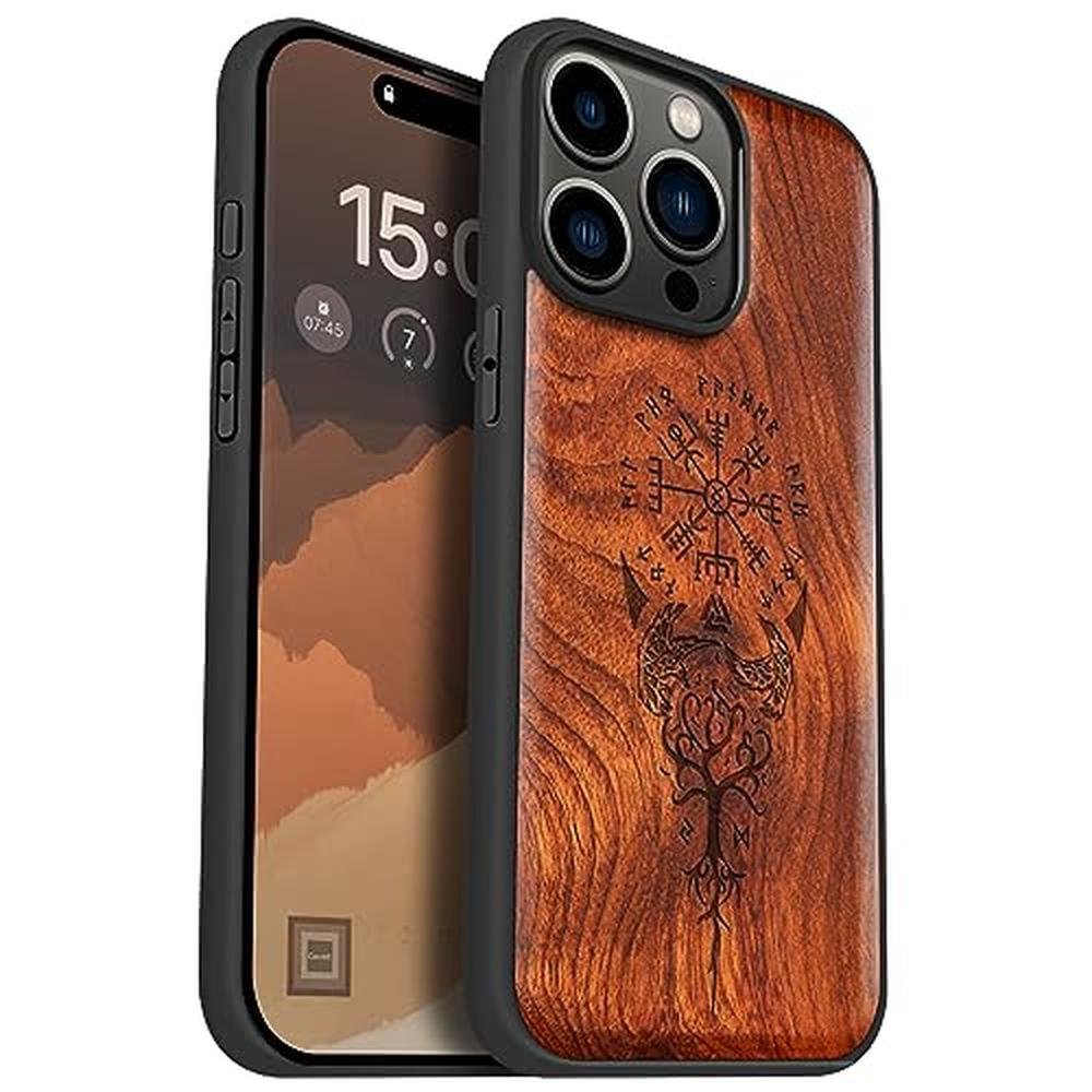 Carveit Case: Carveit Magnetic Wooden Case for iPhone 15 – Front View