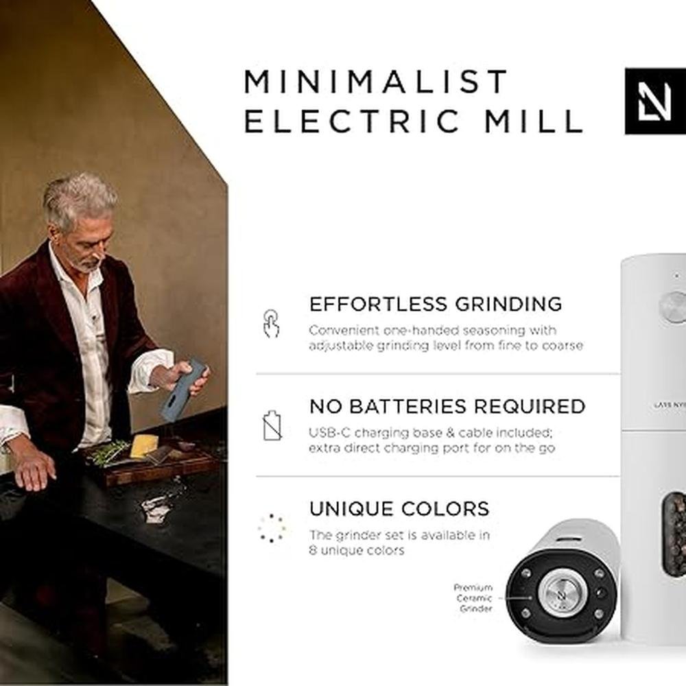LARS NYSOM Electric Salt and Pepper Grinder Set I Automatic – Close-up Detail