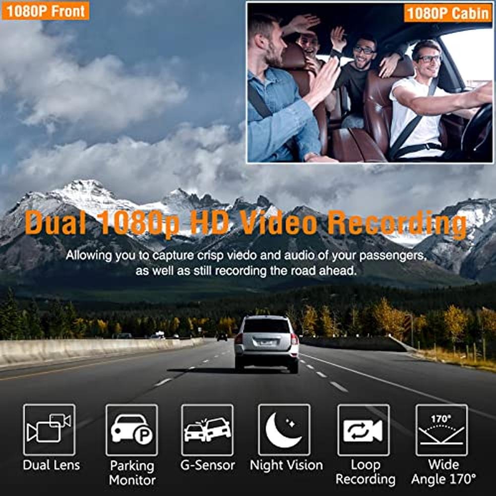 Dash Cam: Vlokda FHD Dual-Lens Dash Cam for Cars with 64GB – Side View