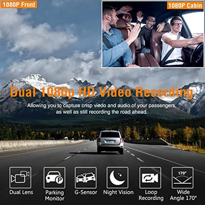 Dash Cam: Vlokda FHD Dual-Lens Dash Cam for Cars with 64GB – Side View