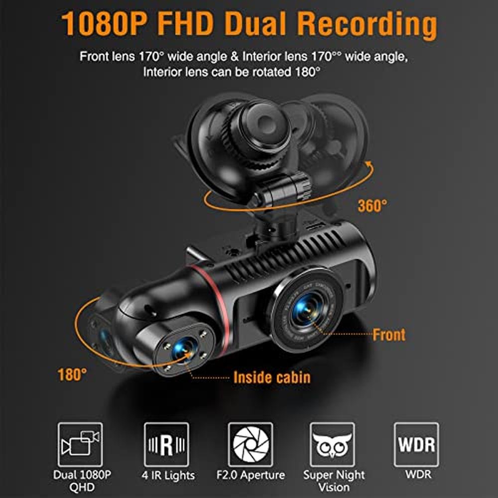 Dash Cam: Vlokda FHD Dual-Lens Dash Cam for Cars with 64GB – Close-up Detail