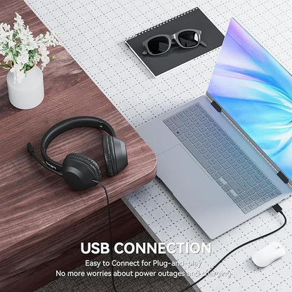 LEVN Headset with Mic: USB Headset with Microphone for PC – Side View