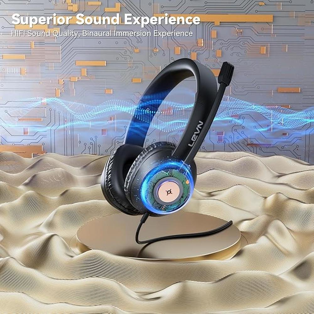 LEVN Headset with Mic: USB Headset with Microphone for PC – In Use