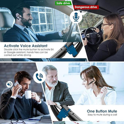 Bluetooth Headset: Wireless Bluetooth Earpiece V5.0 – Side View