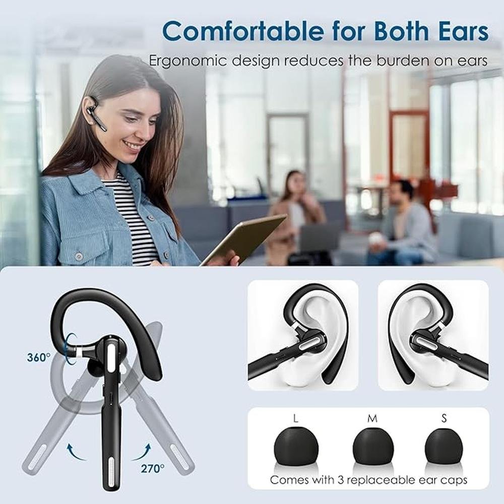 Bluetooth Headset: Wireless Bluetooth Earpiece V5.0 – In Use