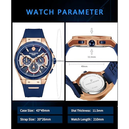 Paras Crown Watches for Men Luxury Japanese Quartz Movement – Close-up Detail
