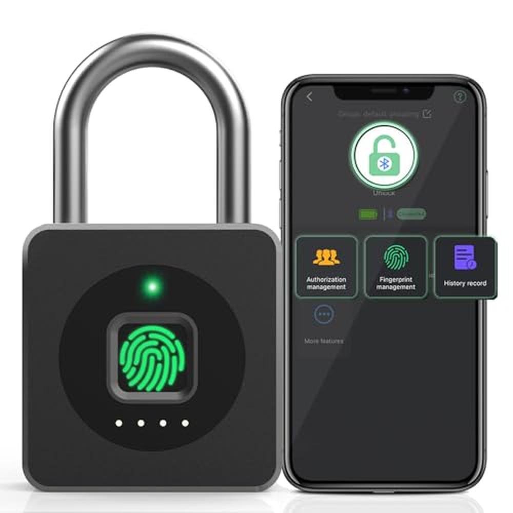 Padlock Security: Pothunder Fingerprint Padlock with App – Front View