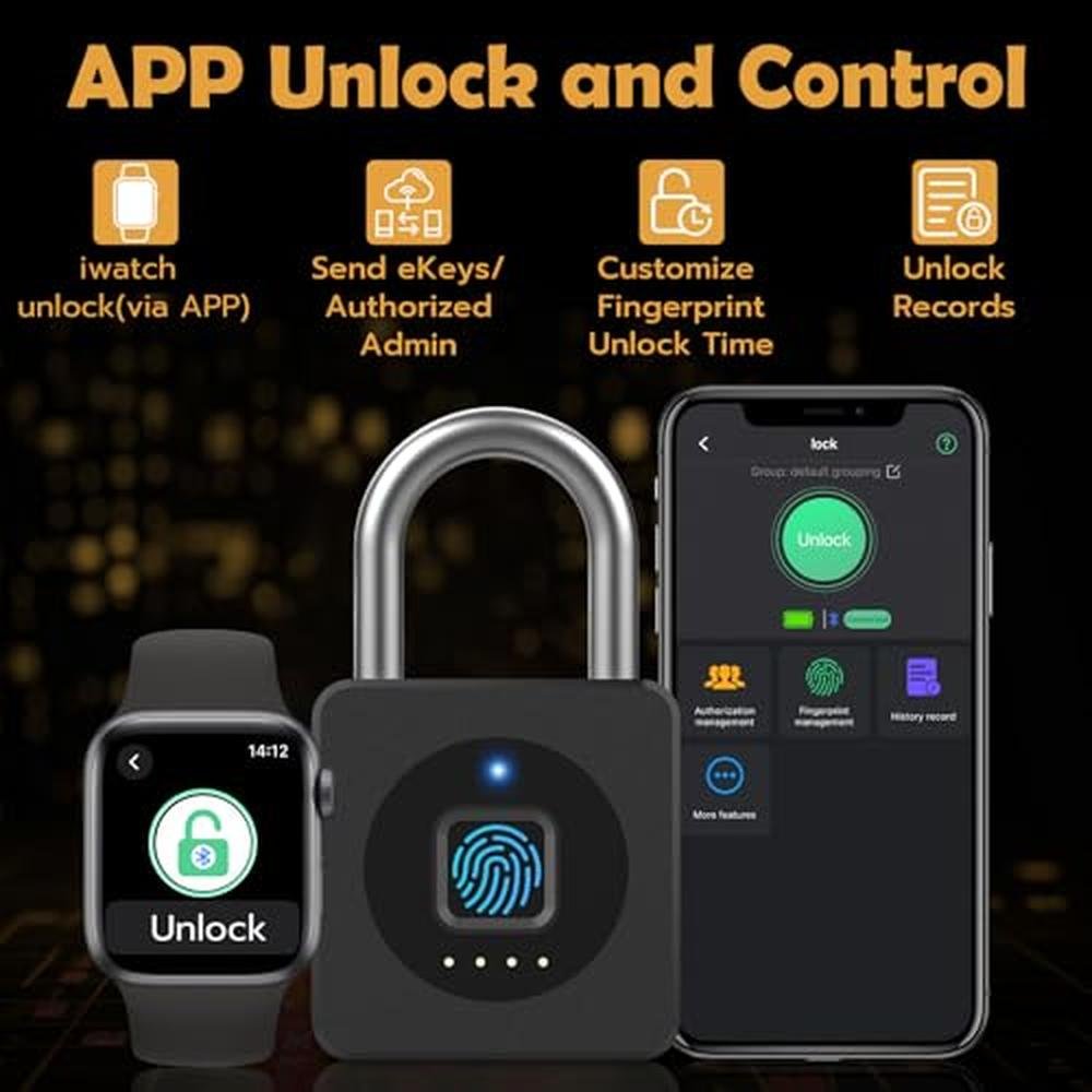 Padlock Security: Pothunder Fingerprint Padlock with App – Close-up Detail
