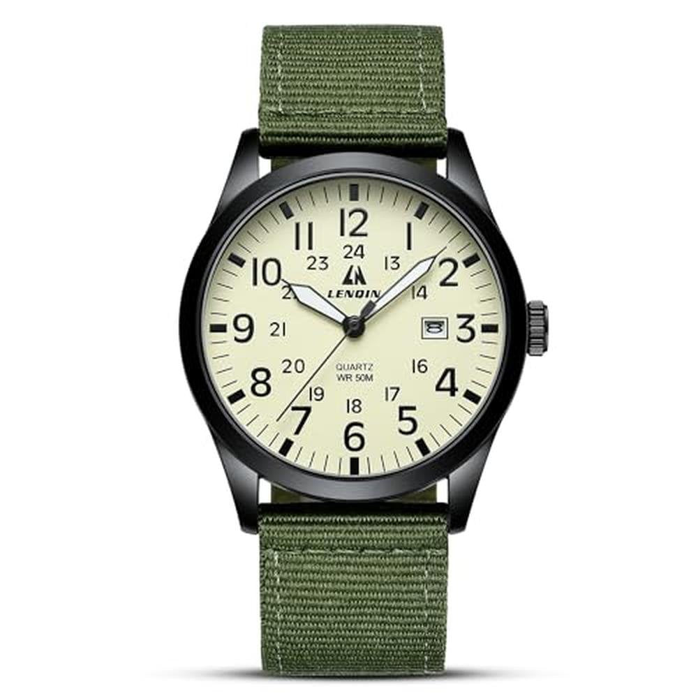 LN LENQIN Mens Watches: Unisex Military Sport Watch with – Front View