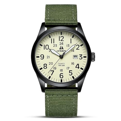 LN LENQIN Mens Watches: Unisex Military Sport Watch with – Front View