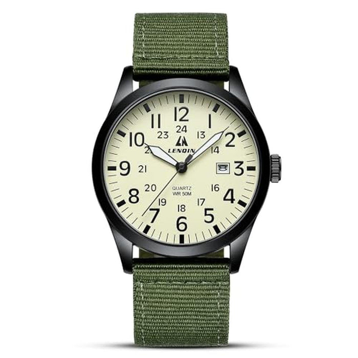 LN LENQIN Mens Watches: Unisex Military Sport Watch with – Front View
