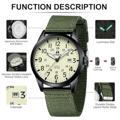 LN LENQIN Mens Watches: Unisex Military Sport Watch with – In Use