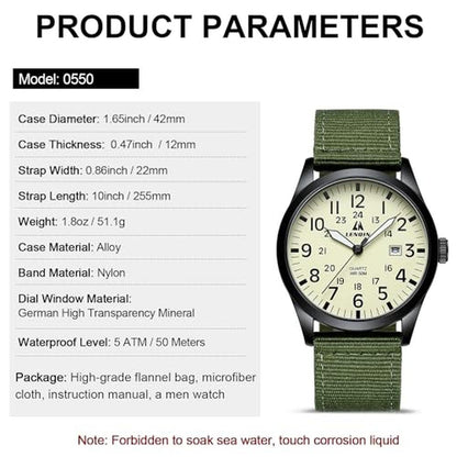 LN LENQIN Mens Watches: Unisex Military Sport Watch with – Packaging