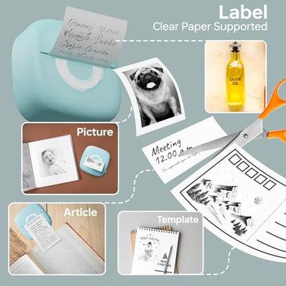 Printer Sticker: Mini Thermal Printer with 3 Rolls Paper – Close-up Detail