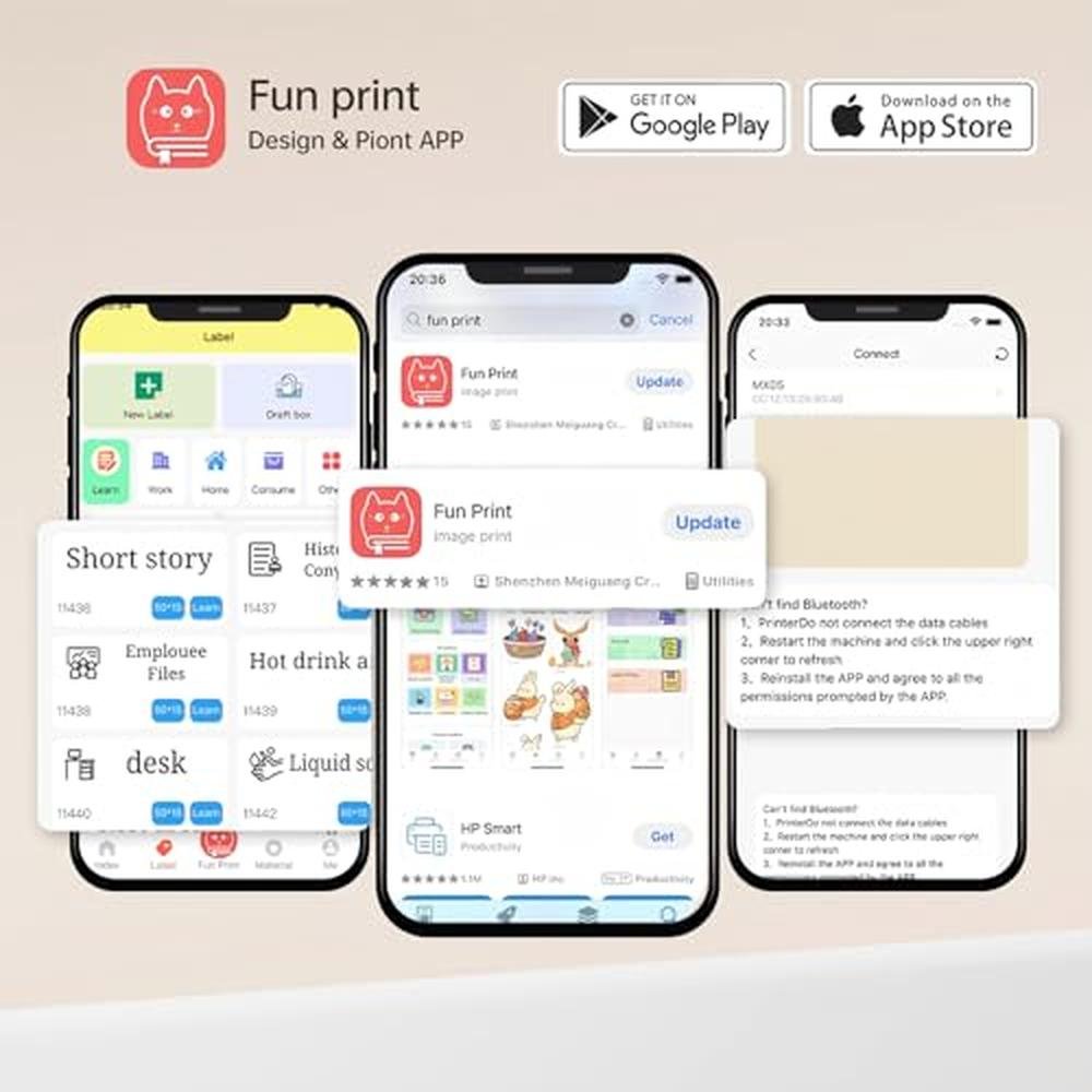 Printer Sticker: Mini Thermal Printer with 3 Rolls Paper – Packaging