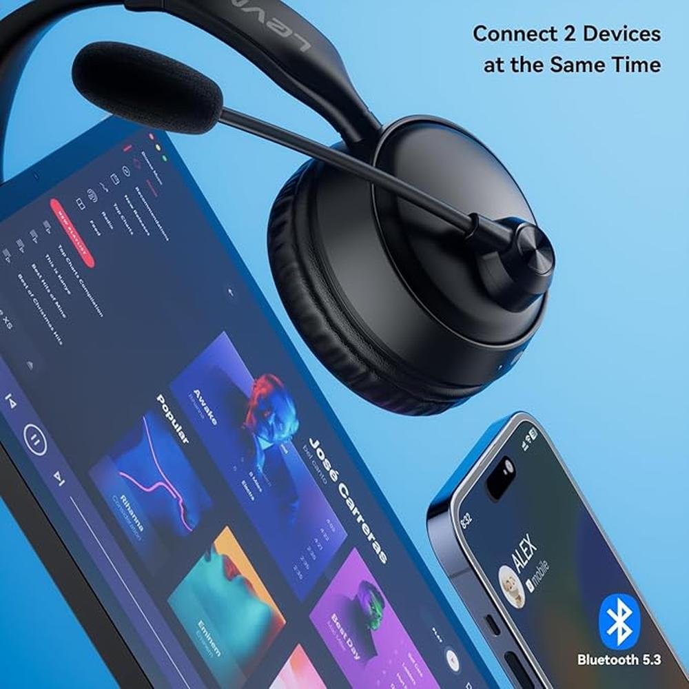 LEVN Bluetooth Headset with Microphone – Close-up Detail
