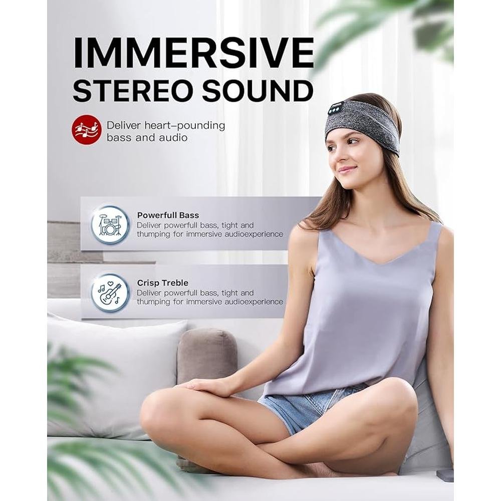 Perytong Sleep Headphones Wireless Headband Stretchable – Side View