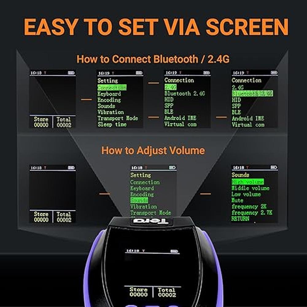 Tera Barcode Scanner: Wireless with Screen Pro Version 1D – Close-up Detail