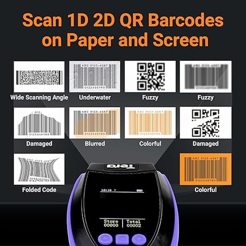 Tera Barcode Scanner: Wireless with Screen Pro Version 1D – Packaging