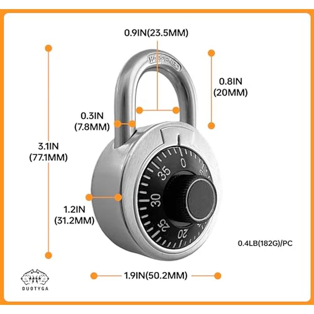 Premium Combination Padlocks: DuoTyga 2-Pack with Keyed – Close-up Detail