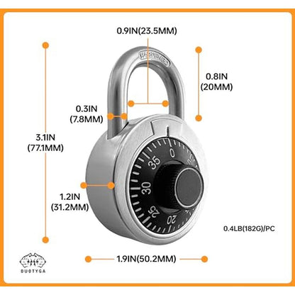 Premium Combination Padlocks: DuoTyga 2-Pack with Keyed – Close-up Detail